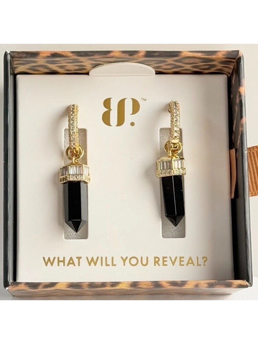 Bomb Party UNTAMED "Midnight Shadow Dancer" Earrings Black Onyx on Gold